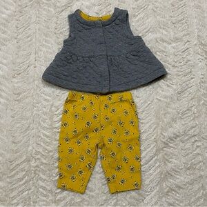 Carter's Gray Quilted Vest with Yellow Accents